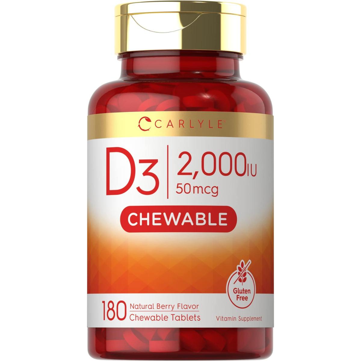 Suplemento Carlyle de vitamina D3 mastigável 2000 UI (50mcg) x180