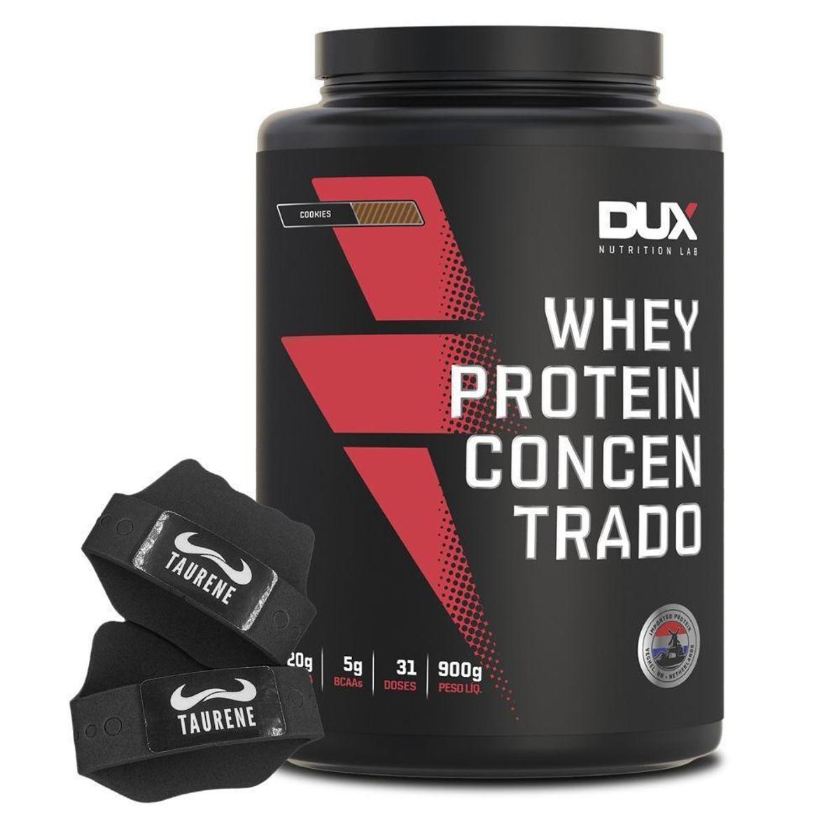 Suplemento Combo Whey Concentrado 900g Cookies - Dux + Luva Menor preço em Suplemento Combo Whey Concentrado 900g Cookies - Dux + Luva