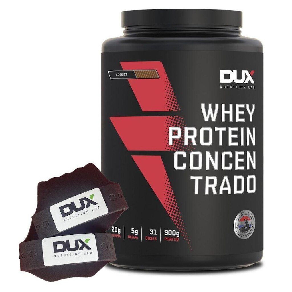 Suplemento Combo Whey Concentrado 900g Cookies + Luva - Dux