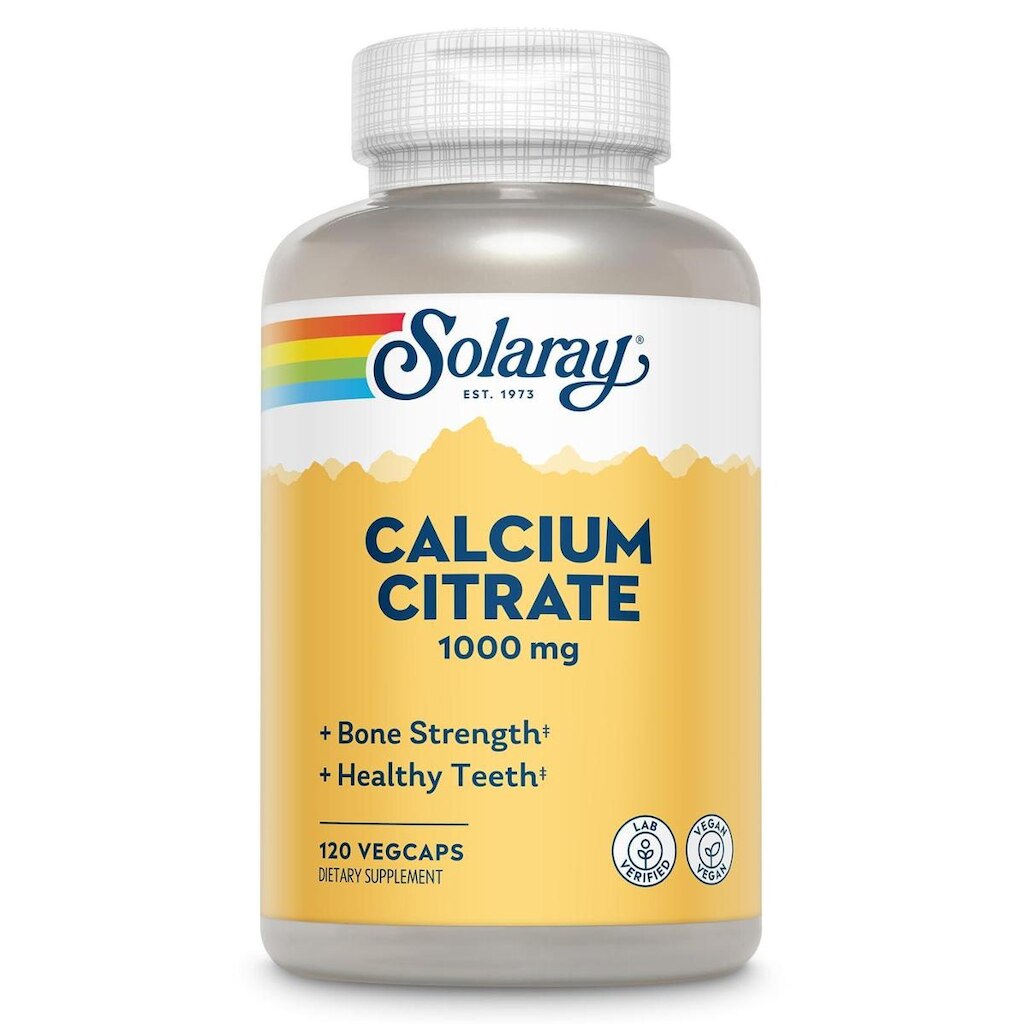 Suplemento de cálcio Solaray Citrato de cálcio 1000 mg 120 cápsulas