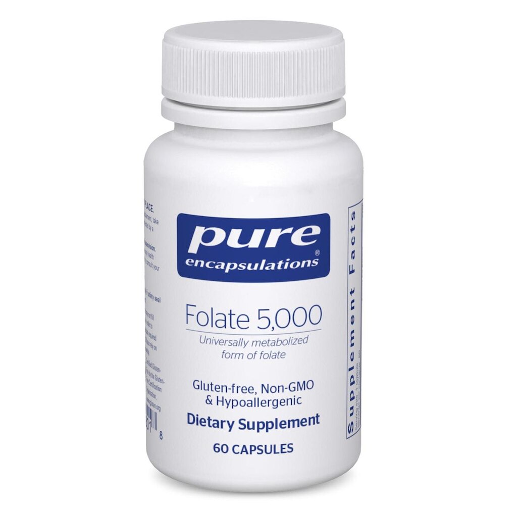 Suplemento de encapsulamentos puros de folato 5.000 a 60 cápsulas