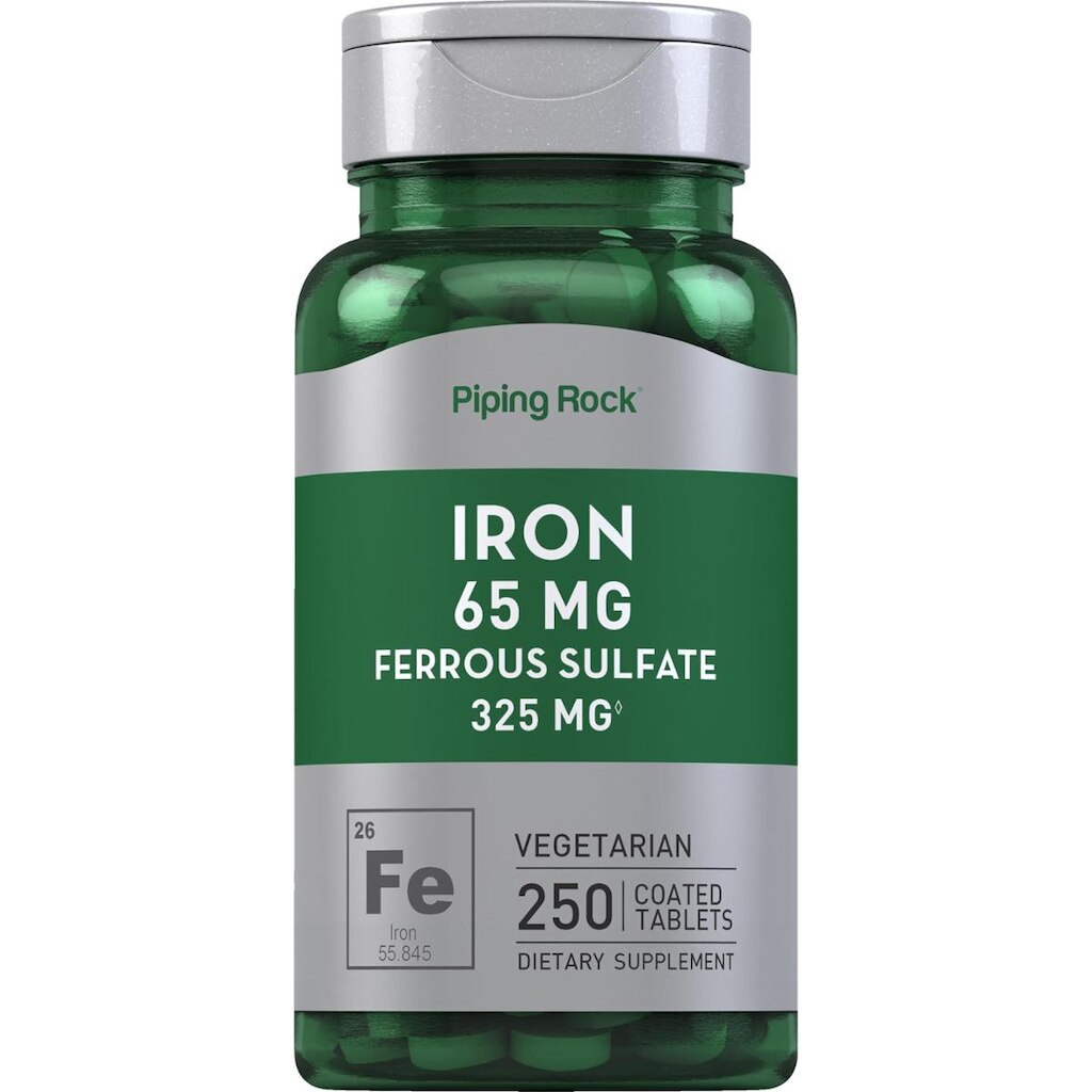 Suplemento de ferro Piping Rock Sulfato Ferroso de Ferro 65 mg 250 comprimidos