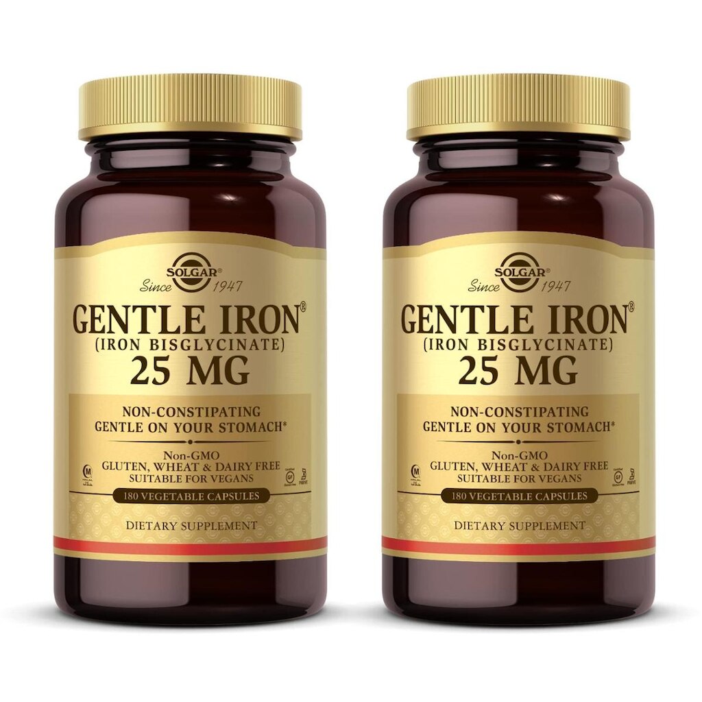 Suplemento de ferro Solgar Gentle Iron 25 mg 180 cápsulas x2