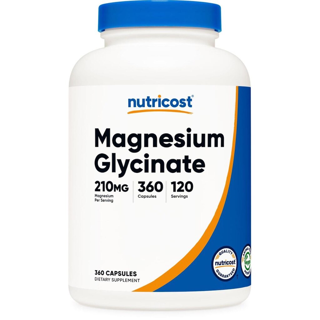 Suplemento de glicinato de magnésio Nutricost 210 mg 360 cápsulas