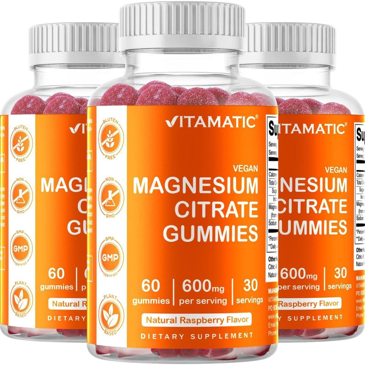 Suplemento de gomas vitamáticas de magnésio 600mg 60 veganas x3