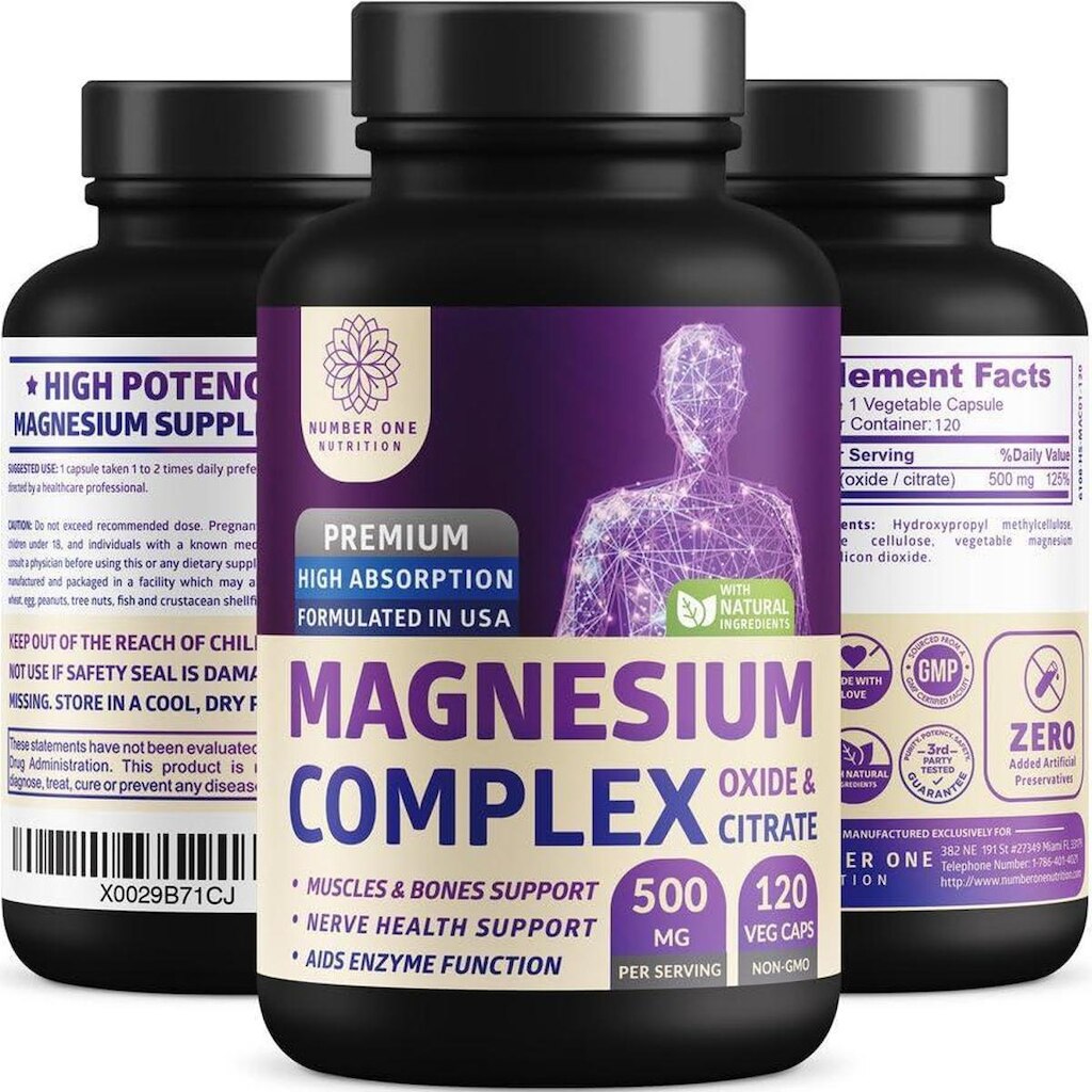 Suplemento de magnésio N1N Premium Complex 120 cápsulas
