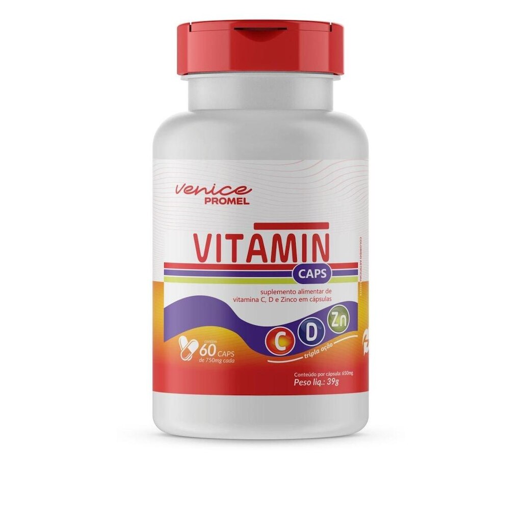 Suplemento de Vitamina C, D e Zinco 60 Caps de 750 mg Promel