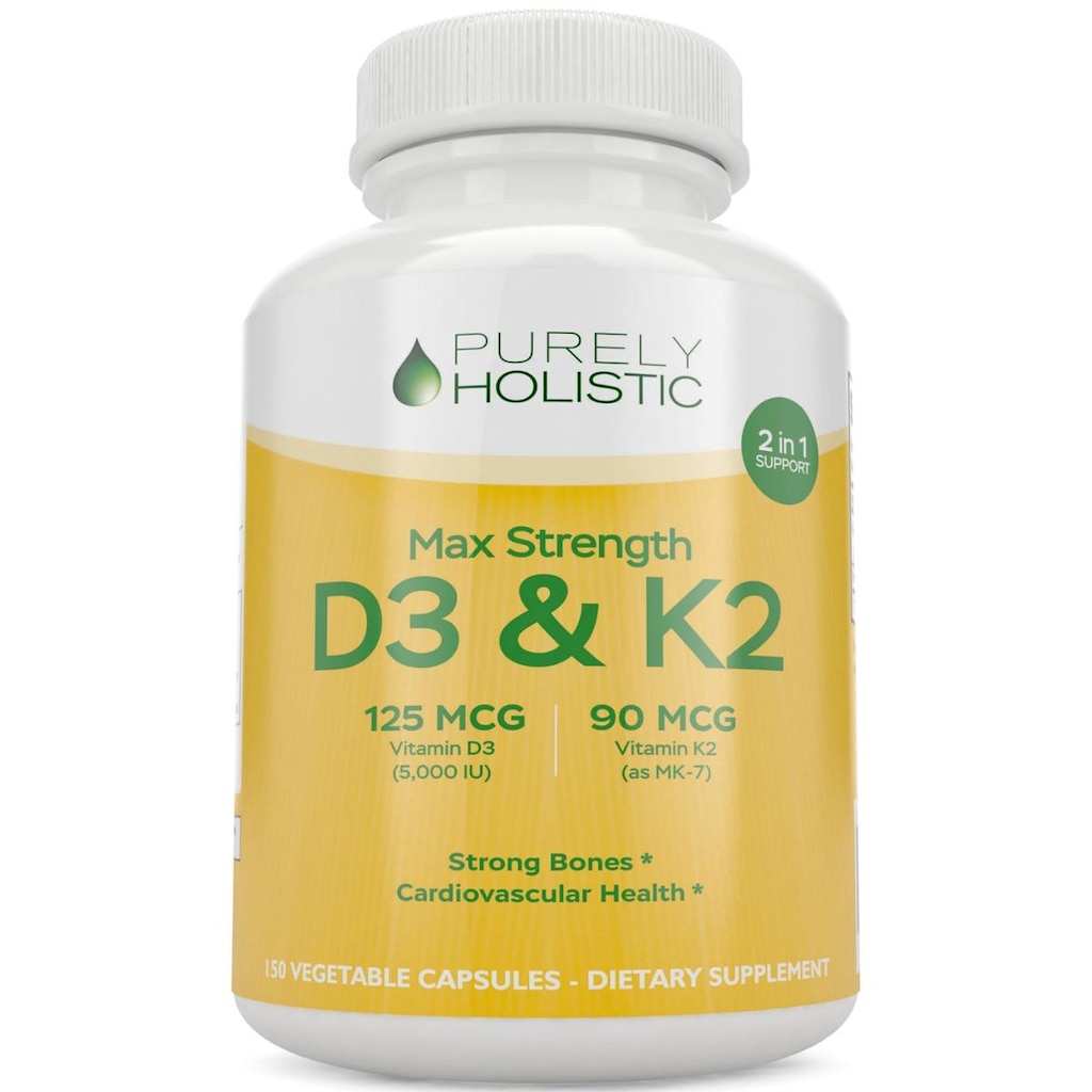 Suplemento de vitamina D3 puramente holística 125mcg + K2 90mcg