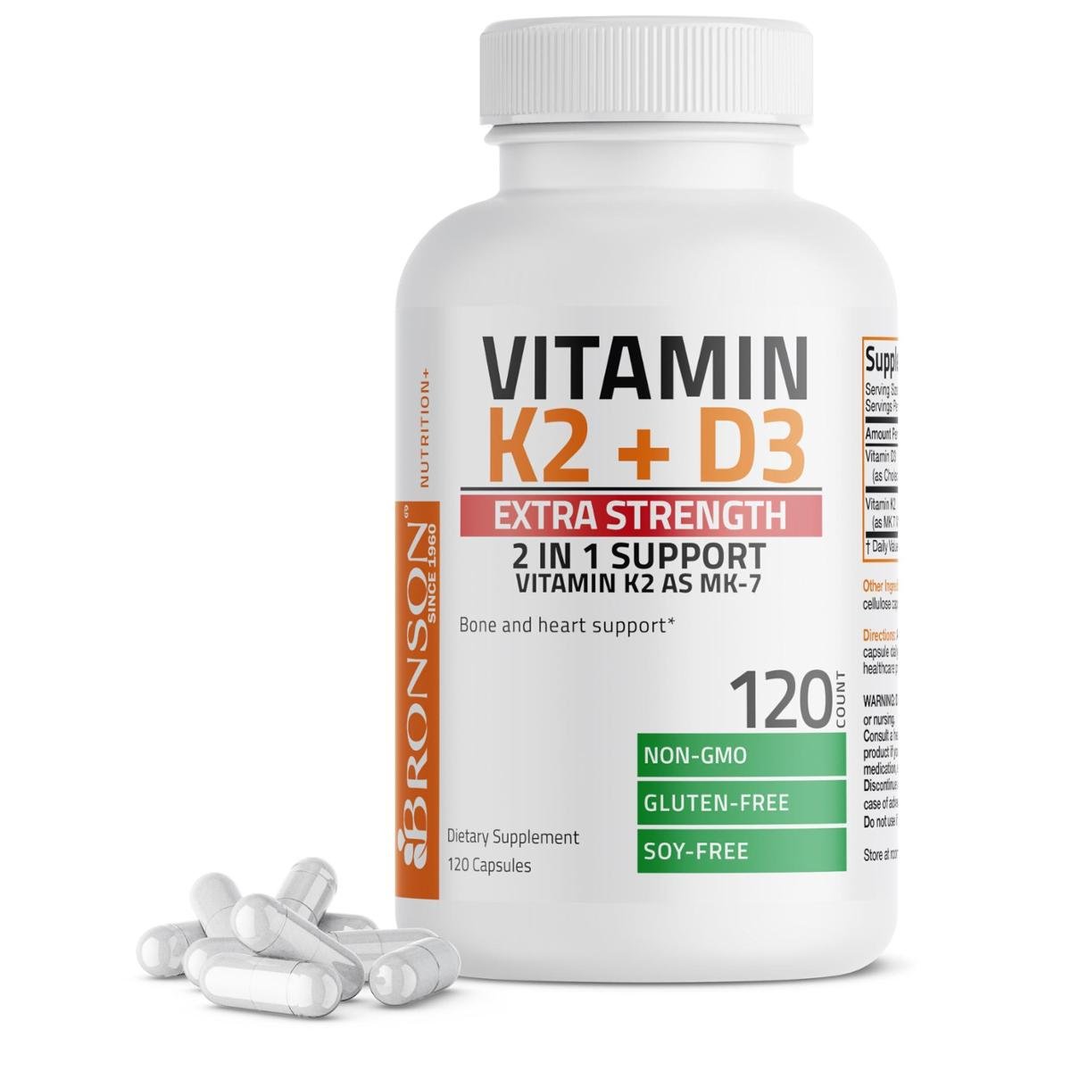 Suplemento de vitamina K2 Bronson (MK7) com D3 10.000 UI