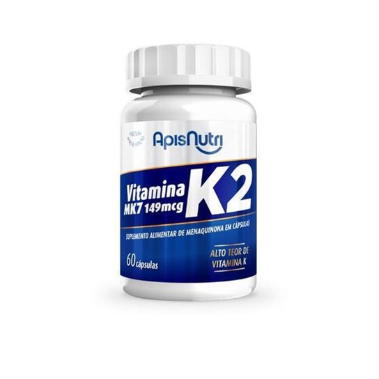Suplemento de Vitamina K2 MK7 149mcg 60 Cáps - ApisNutri - Branco Menor preço em Suplemento de Vitamina K2 MK7 149mcg 60 Cáps - ApisNutri - Branco