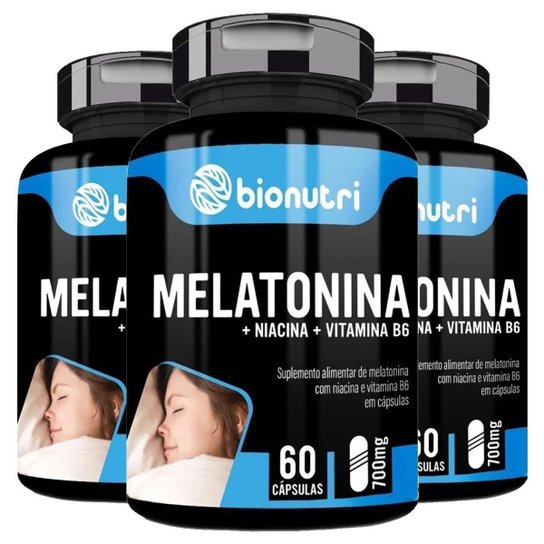 Suplemento em Capsula Combo 3x Mellatonnina Niacina Vitamina B6 60 Caps 500 Mg - Bionutri Menor preço em Suplemento em Capsula Combo 3x Mellatonnina Niacina Vitamina B6 60 Caps 500 Mg - Bionutri