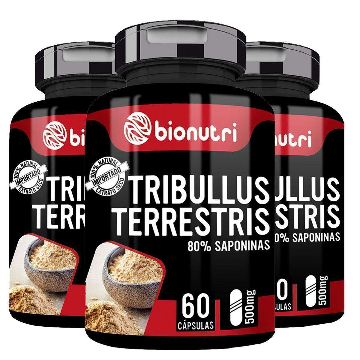 Suplemento em Capsula Combo 3x Trib Terrestriss Test. 80% saponinas 60 Caps 500 MG - Bionutri Menor preço em Suplemento em Capsula Combo 3x Trib Terrestriss Test. 80% saponinas 60 Caps 500 MG - Bionutri