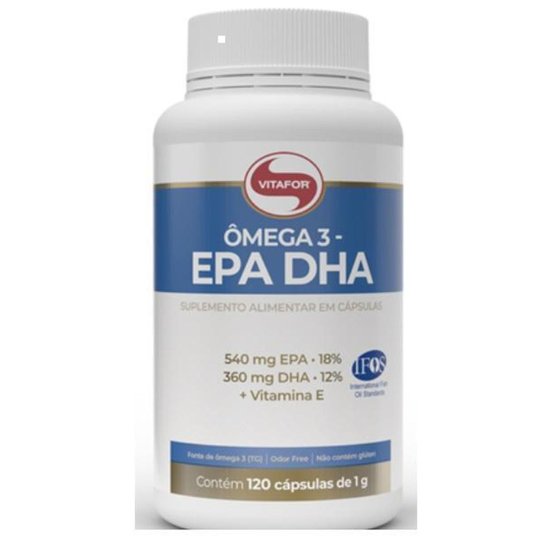 Suplemento em cápsulas Vitafor Ômega 3-EPA DHA omega 3 em pote com 60; 120 ou 240 Cápsulas Menor preço em Suplemento em cápsulas Vitafor Ômega 3-EPA DHA omega 3 em pote com 60; 120 ou 240 Cápsulas