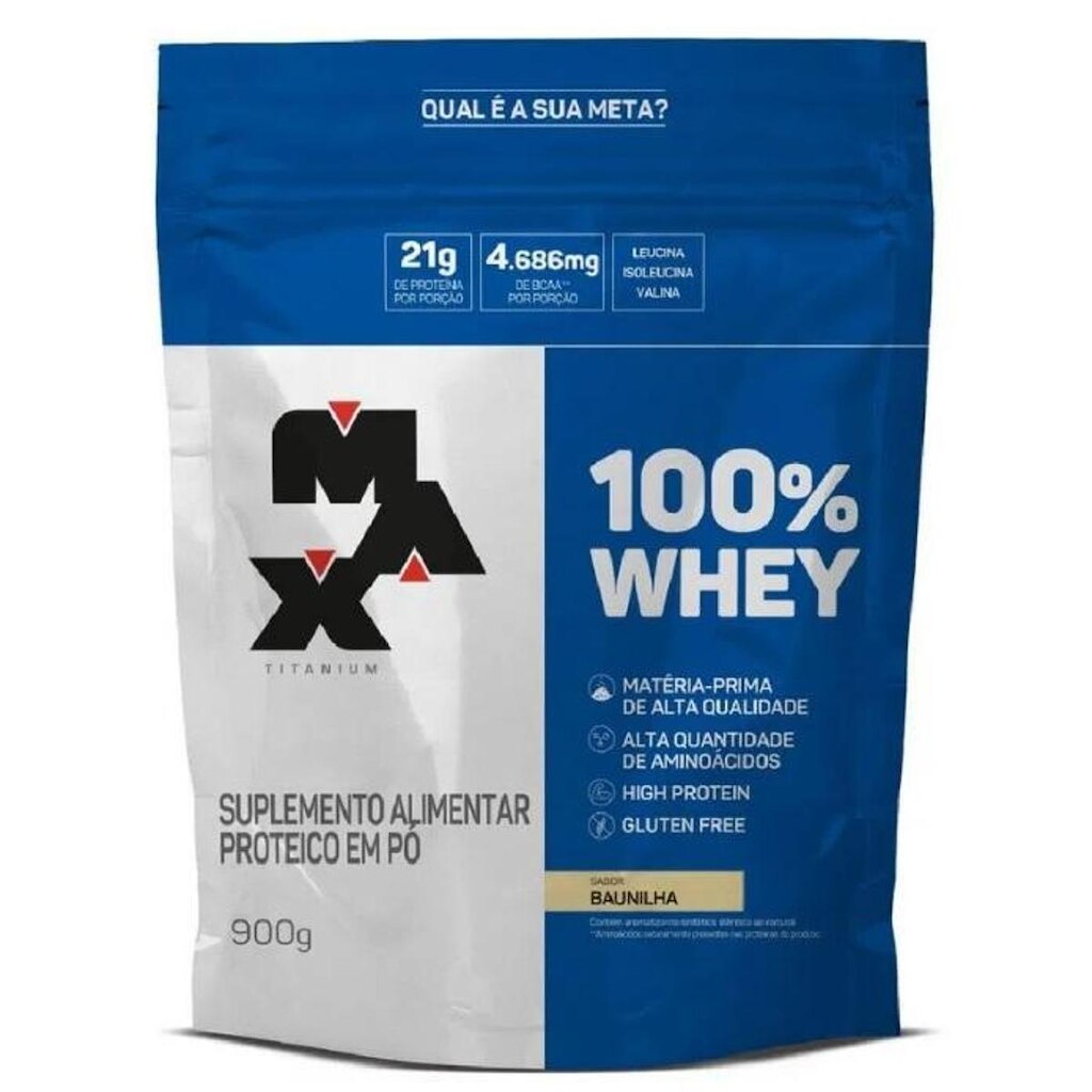 Suplemento em pó 100% Whey proteínas100% Whey em sachê de 900g Max Titanium