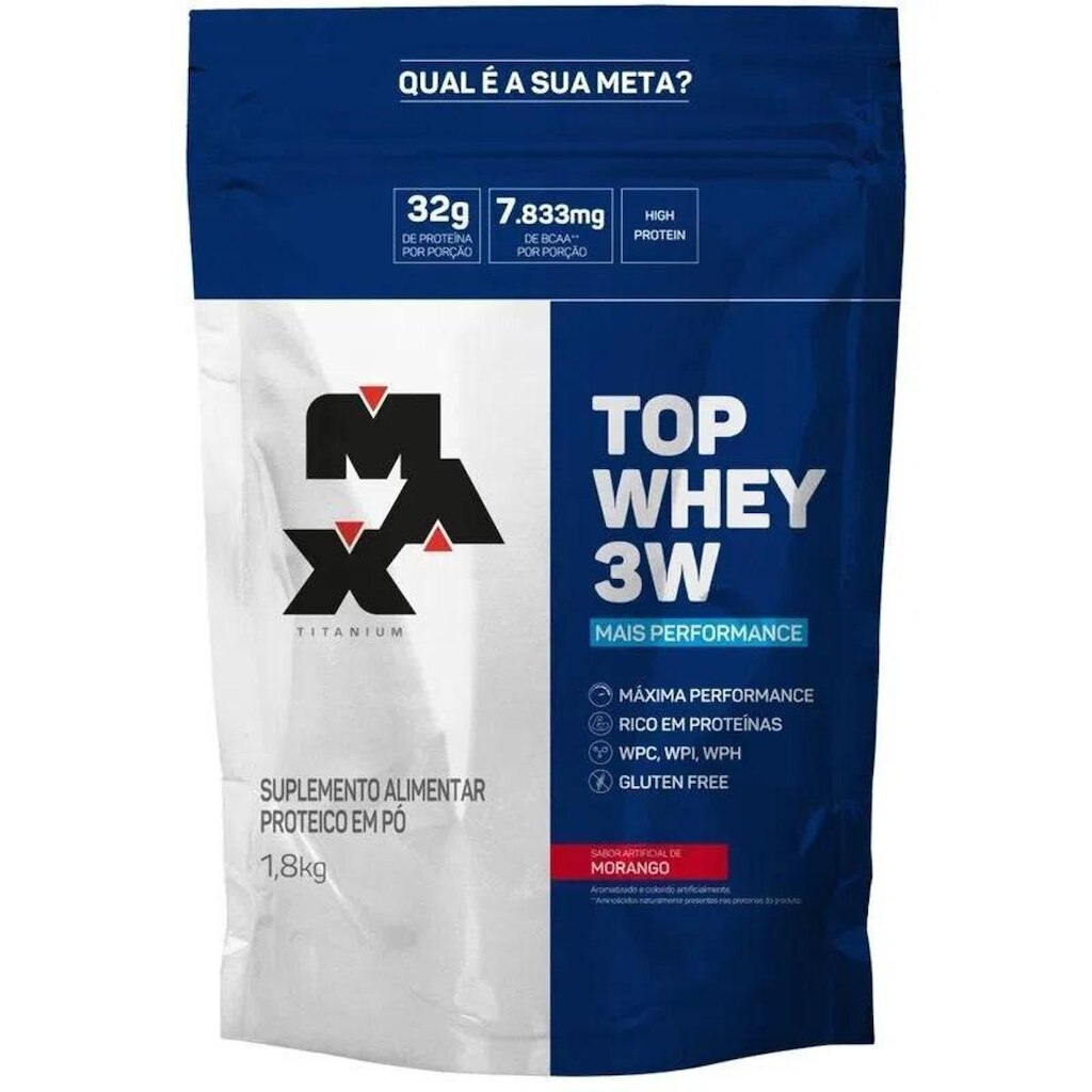 Suplemento em pó Max Titanium Top Whey 3W proteínas Top Whey 3W em sachê de 1.8kg