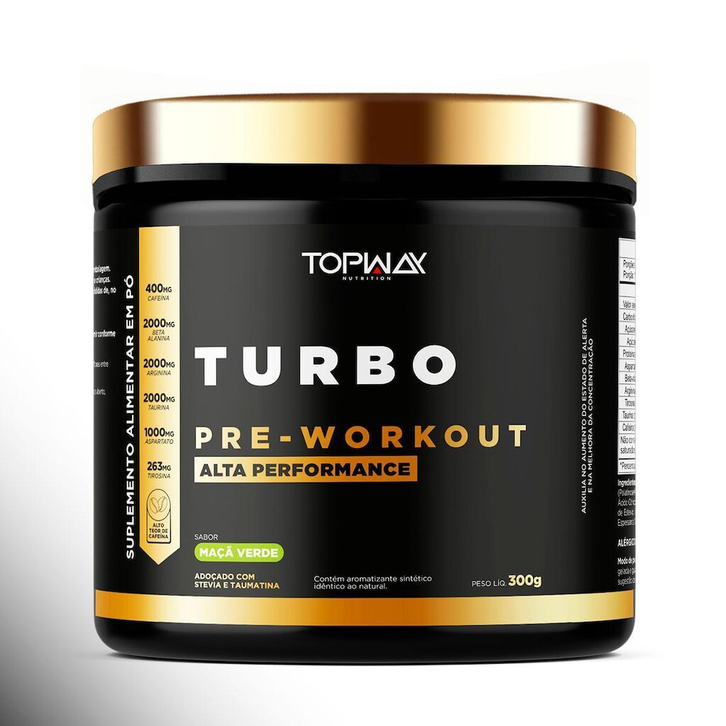 Suplemento Em Pó Pré Treino Turbo Topway 300G Maçã Verde
