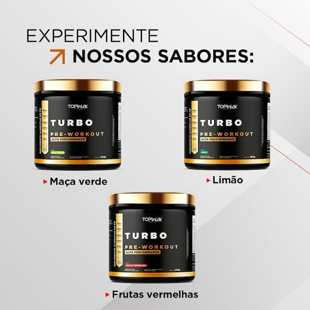 Suplemento Em Pó Pré Treino Turbo Topway 300G Maçã Verde