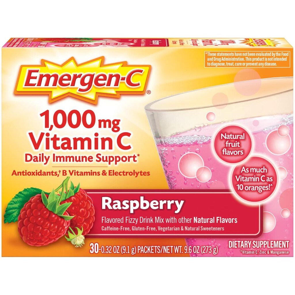 Suplemento Emergen-C 1000mg Vitamina C em Pó Sabor Framboesa 30 Unidades