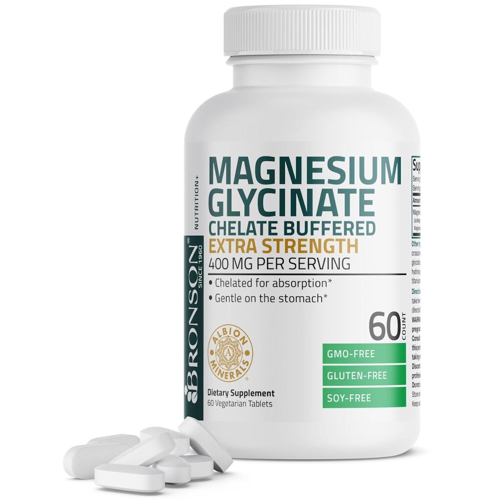 Suplemento Glicinato de Magnésio Bronson 400 mg Extra Strength