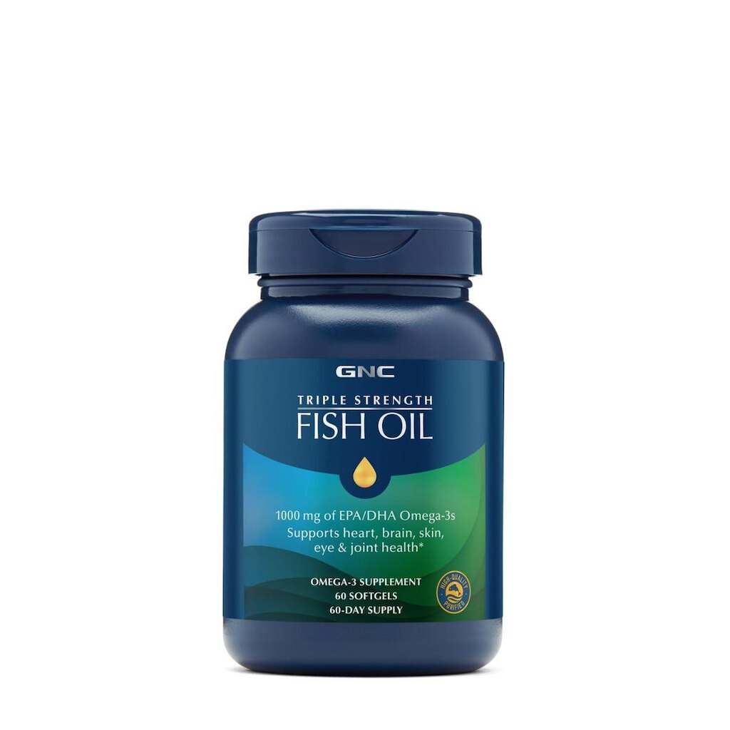 Suplemento GNC Triple Strength Omega 3 Óleo de Peixe 1000mg 60s