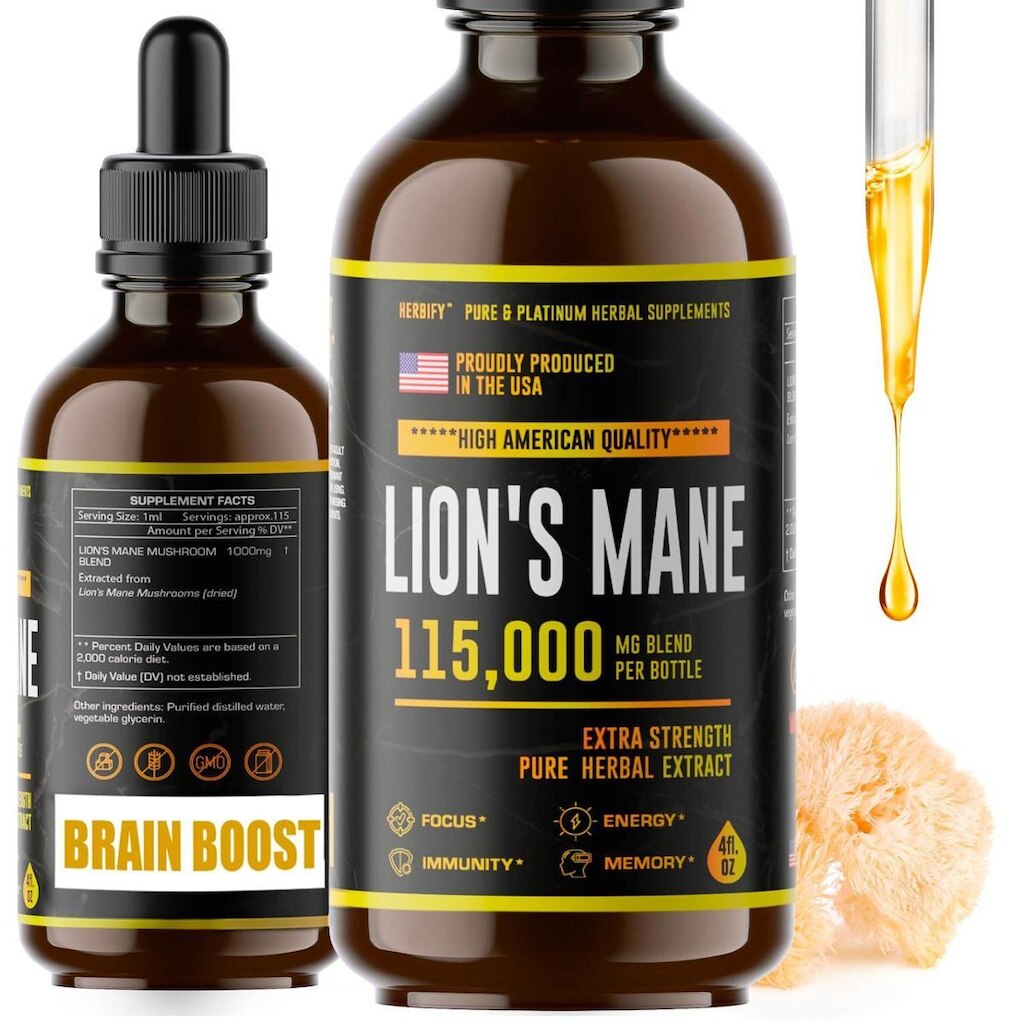 Suplemento Herbify Lions Mane Tincture 120 Ml Memory Focus