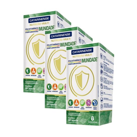 Suplemento Imunidade 3 un de 60 cápsulas Catarinense - Verde+Branco