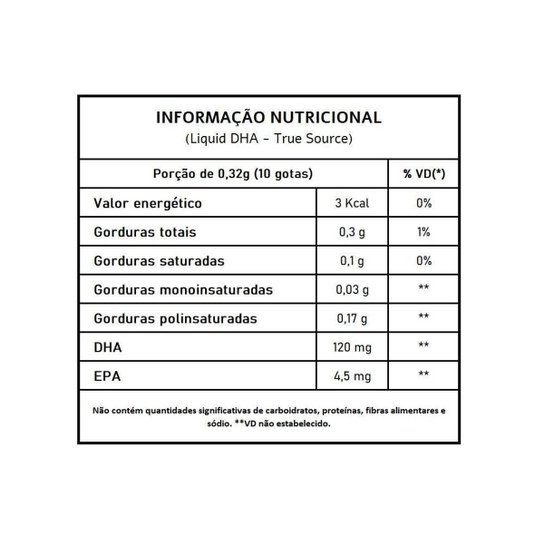 Suplemento Liquid DHA Sabor Laranja - True Source 30ml