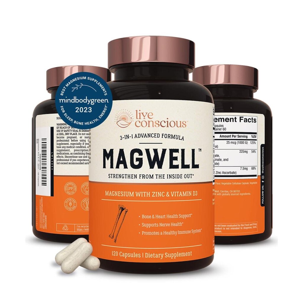 Suplemento Live Conscious Magwell Magnesium Zinc e Vitamina D3