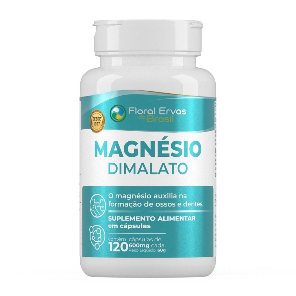 Suplemento Magnésio Dimalato 600mg 120 Cápsulas Floral Ervas