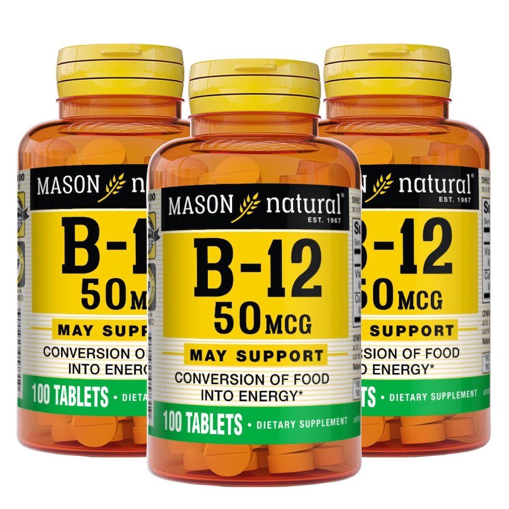 Suplemento MASON NATURAL de vitamina B12 50mcg com cálcio 100 comprimidos