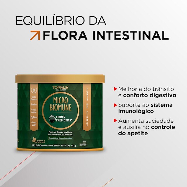 Suplemento Microbiomune Para Intestino Sem Sabor 200G Topway