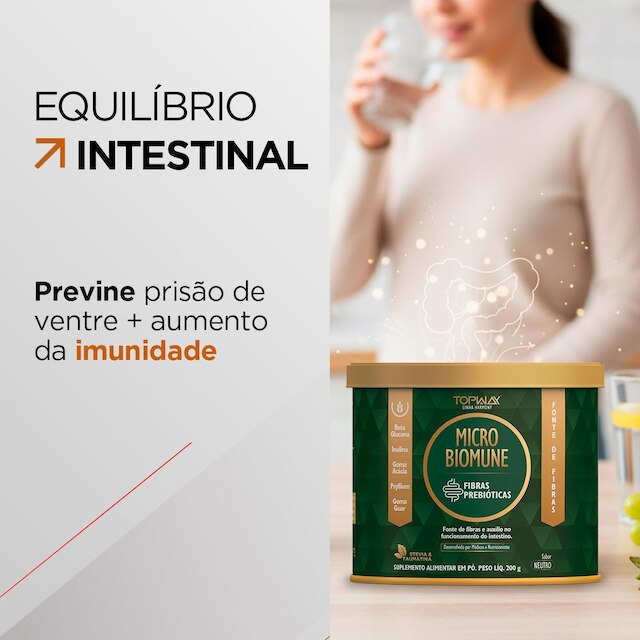 Suplemento Microbiomune Para Intestino Sem Sabor 200G Topway