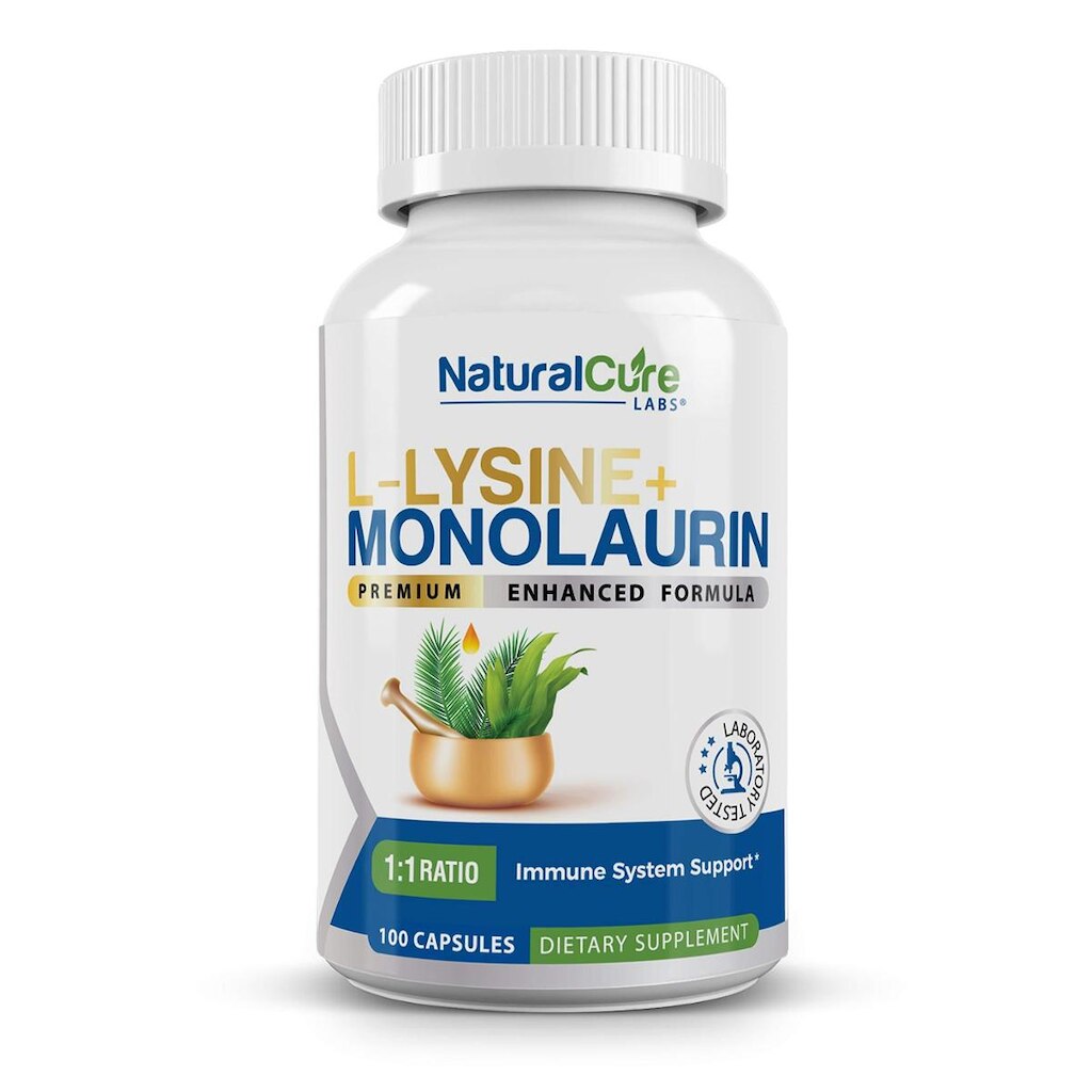 Suplemento Natural Cure Labs L-Lisina + Monolaurina 600 mg
