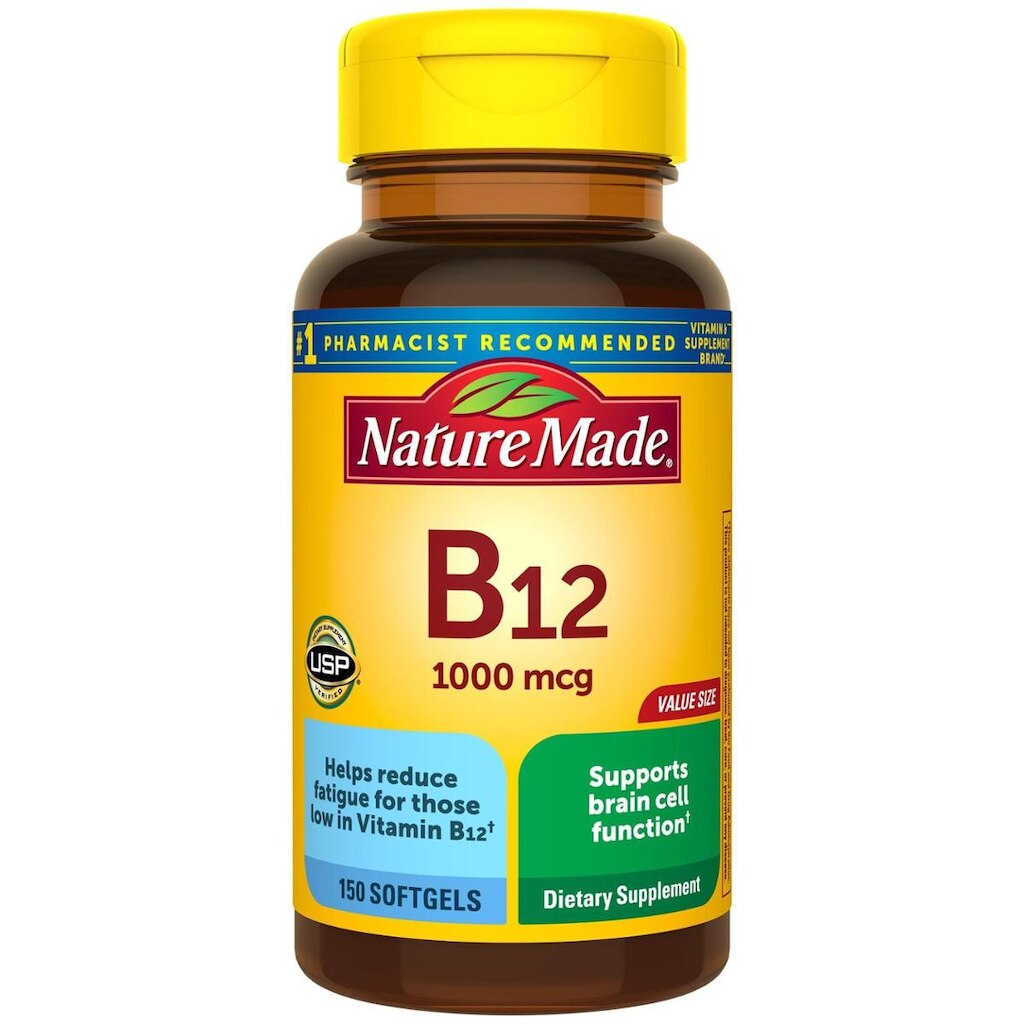Suplemento natural de vitamina B12 1000mcg 150 cápsulas gelatinosas