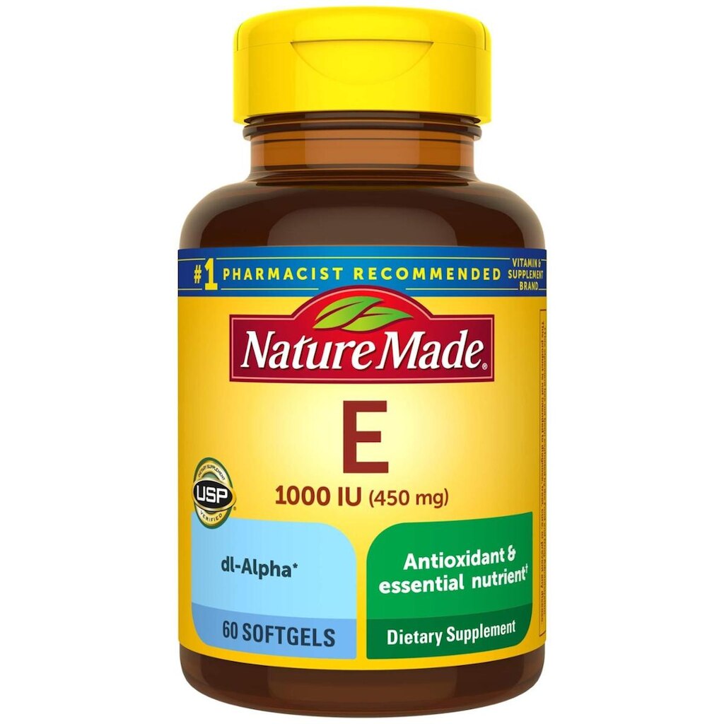 Suplemento natural de vitamina E 1000 UI de cápsulas gelatinosas 60 Ct