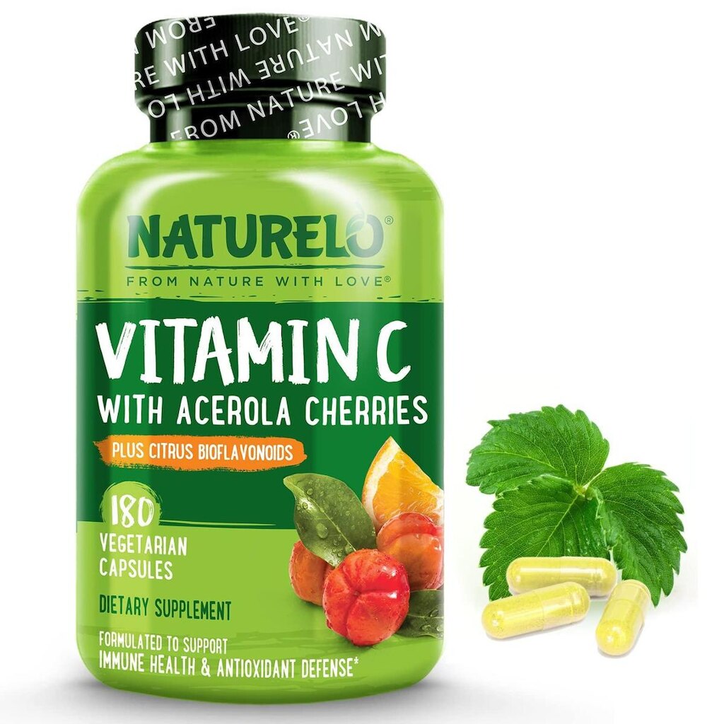 Suplemento NATURELO de Vitamina C 500mg com Acerola 180 cápsulas