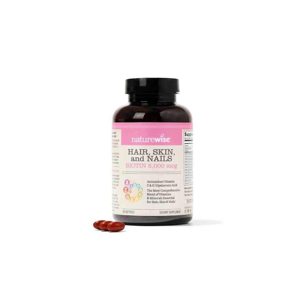 Suplemento NatureWise para cabelo, pele e unhas, vitamina 150, cápsulas gelatinosas