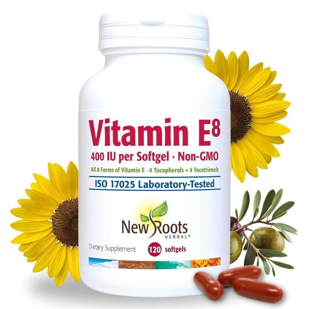 Suplemento NEW ROOTS HERBAL Vitamina E 400 IU 120 Cápsulas Gelatinosas