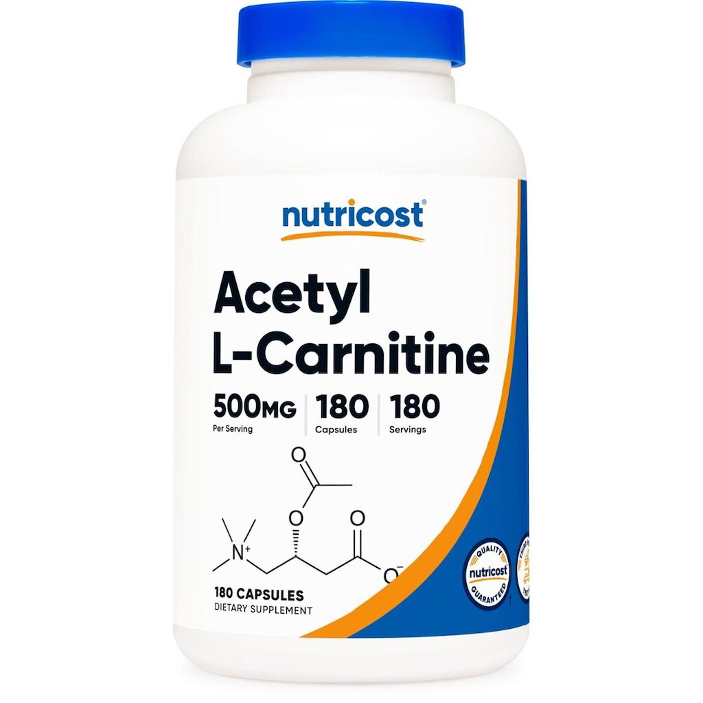 Suplemento Nutricost Acetil L-Carnitina 500 Mg 180 Cápsulas