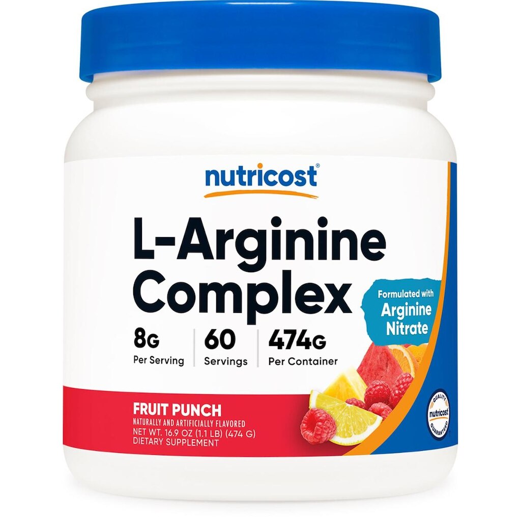 Suplemento Nutricost L-Arginine Complex Fruit Punch 60 porções