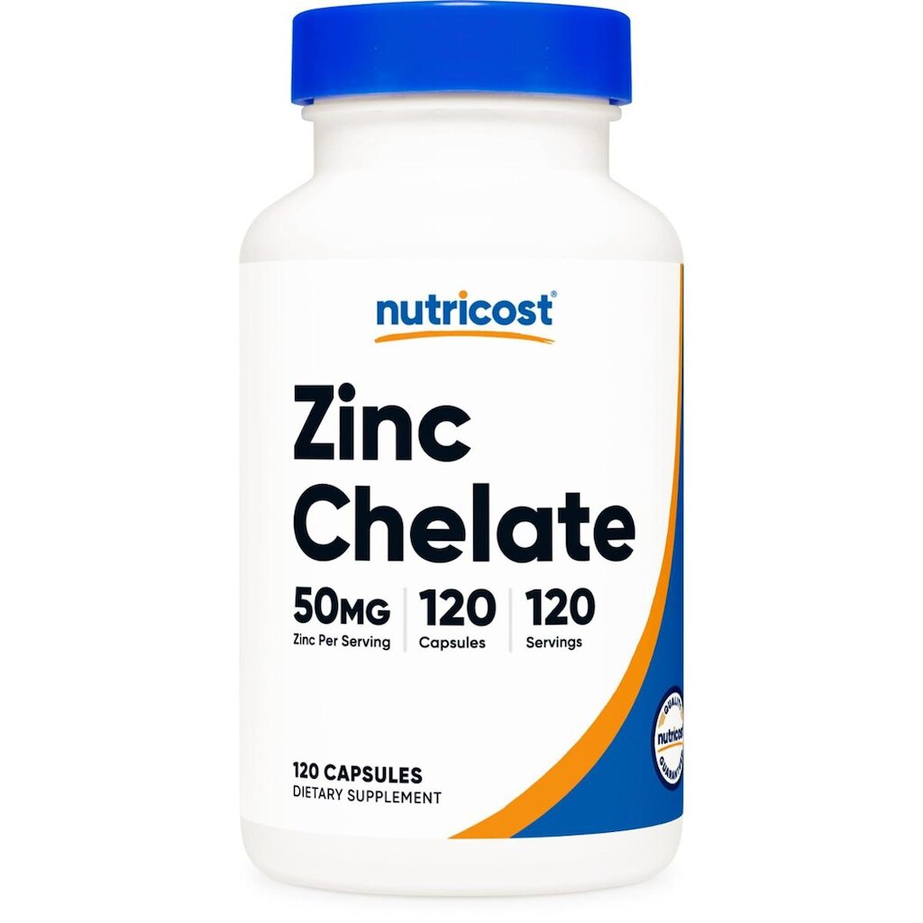 Suplemento Nutricost Quelato de Zinco 50mg 120 Cápsulas Vegetarianas