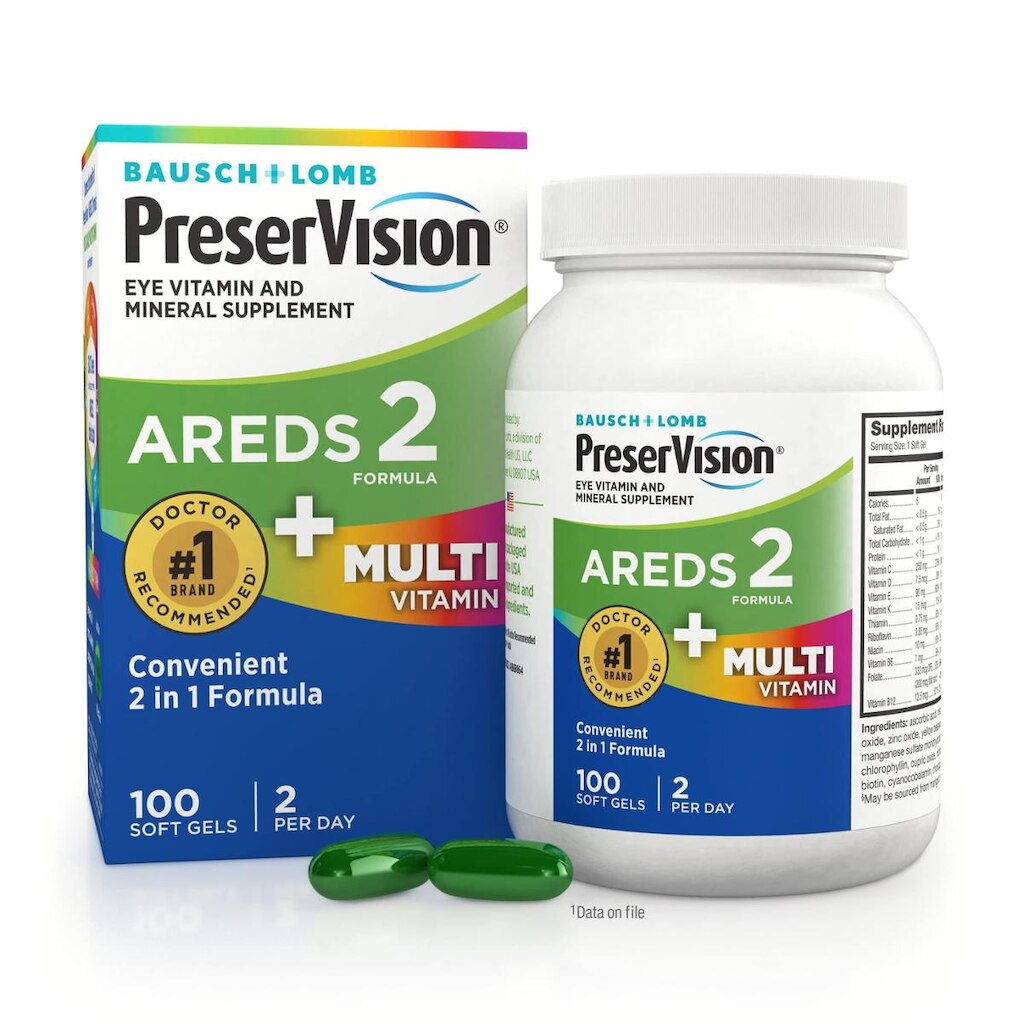 Suplemento PreserVision AREDS 2+ Multivitamínico 2 em 1 para os olhos