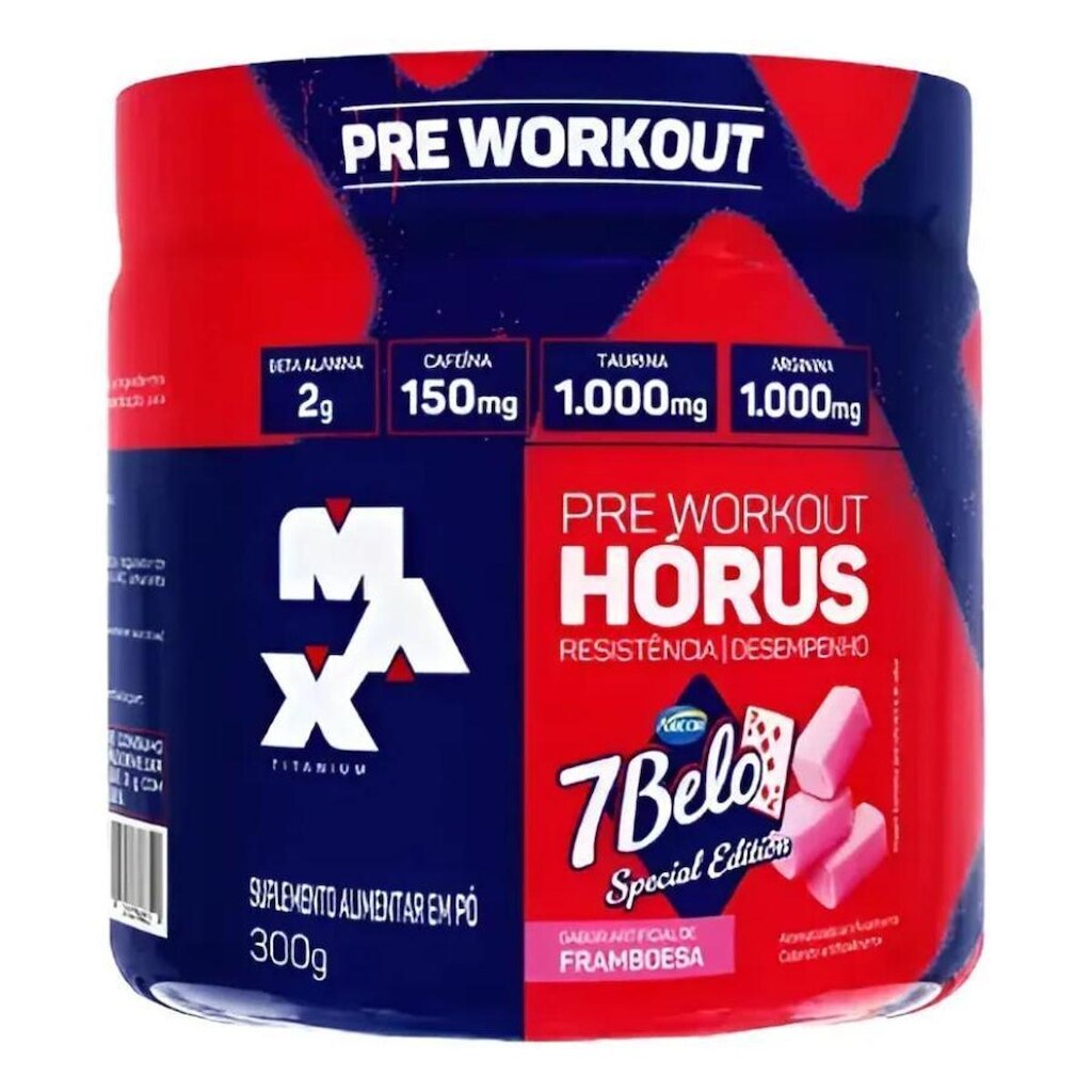 Suplemento Prétreino em Pó Horus 300g Max Titanium Sabor7 Belo Framboesa