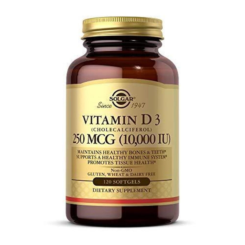Suplemento Solgar Vitamina D3 250 Mcg (10.000 Ui) 120 Cápsulas
