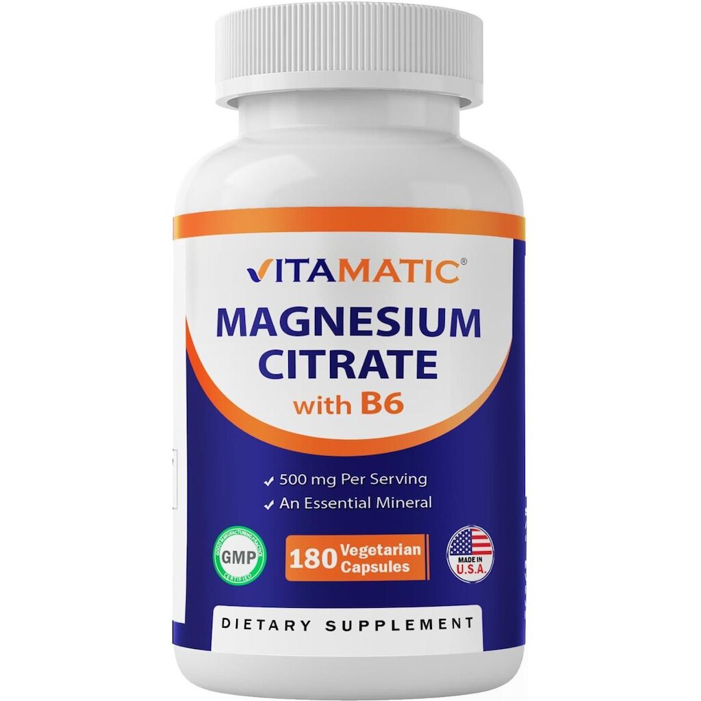 Suplemento Vitamatic Citrato de Magnésio 500 mg 180 cápsulas