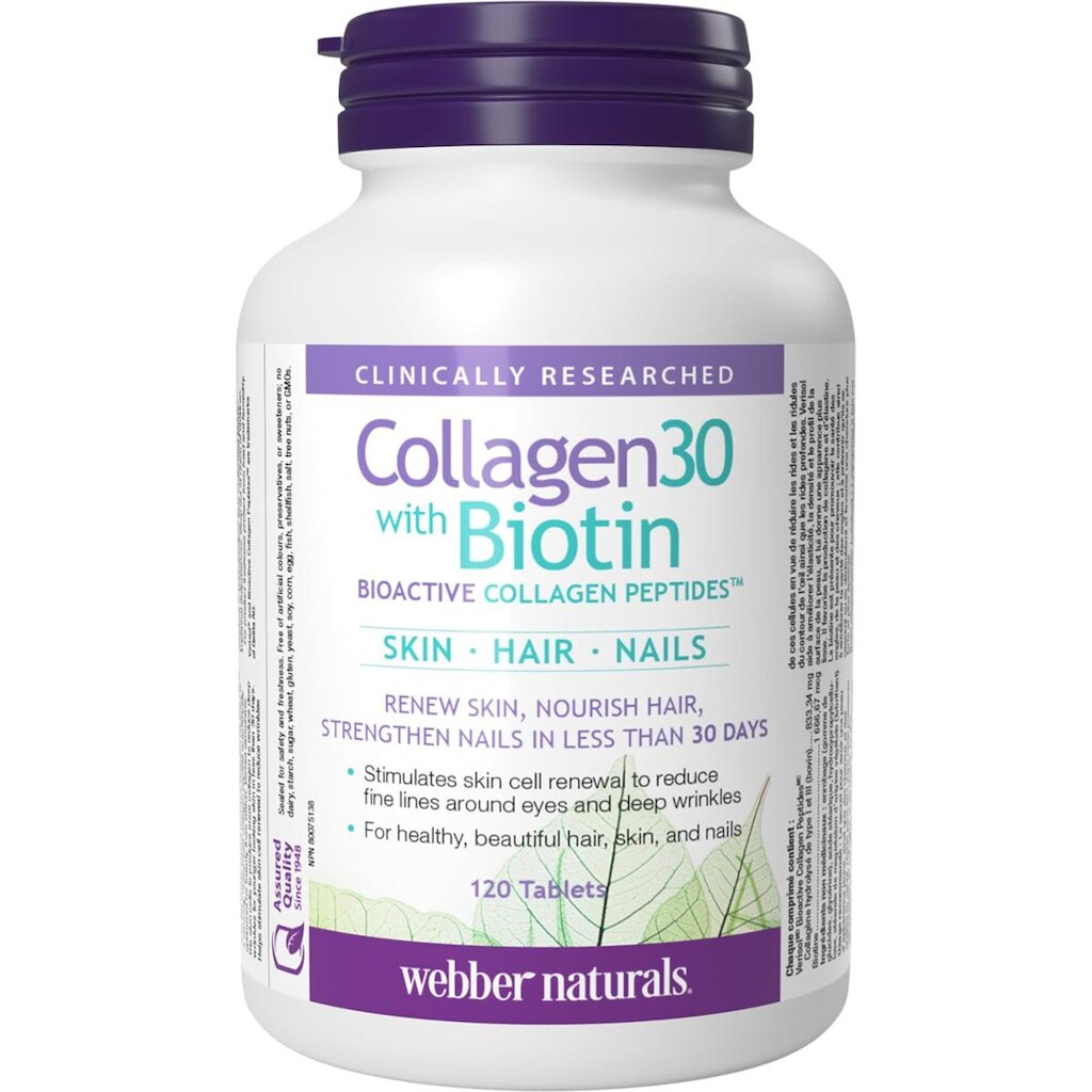 Suplemento Webber Naturals Collagen30 com biotina 120 comprimidos