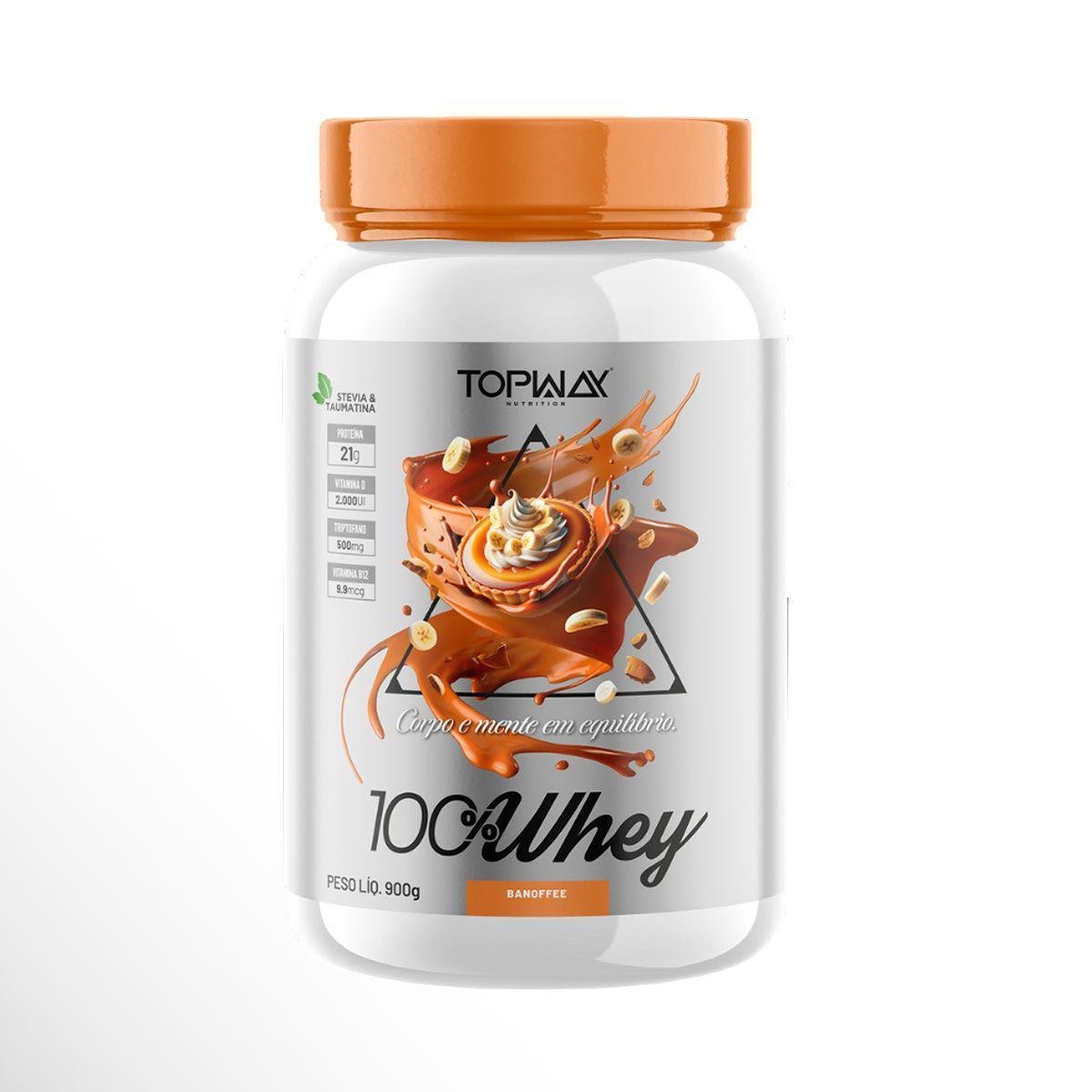 Suplemento Whey Protein 100% Concentrado Pote 900G Topway