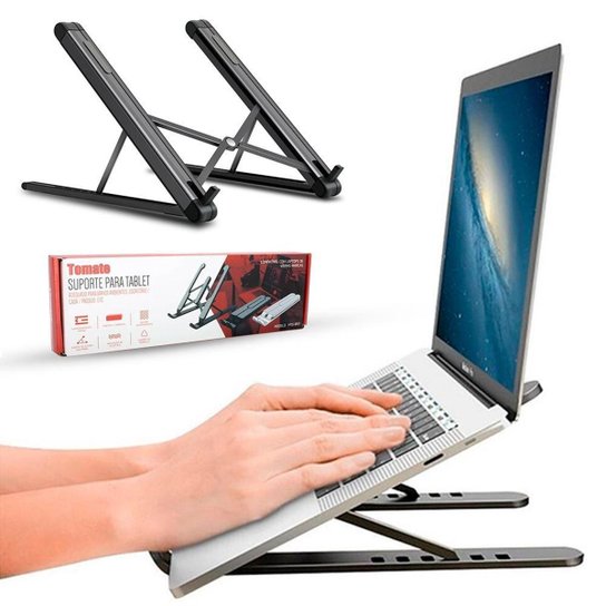Suporte Apoio De Notebook Laptop Compacto Articulado 7 posições - Preto Menor preço em Suporte Apoio De Notebook Laptop Compacto Articulado 7 posições - Preto