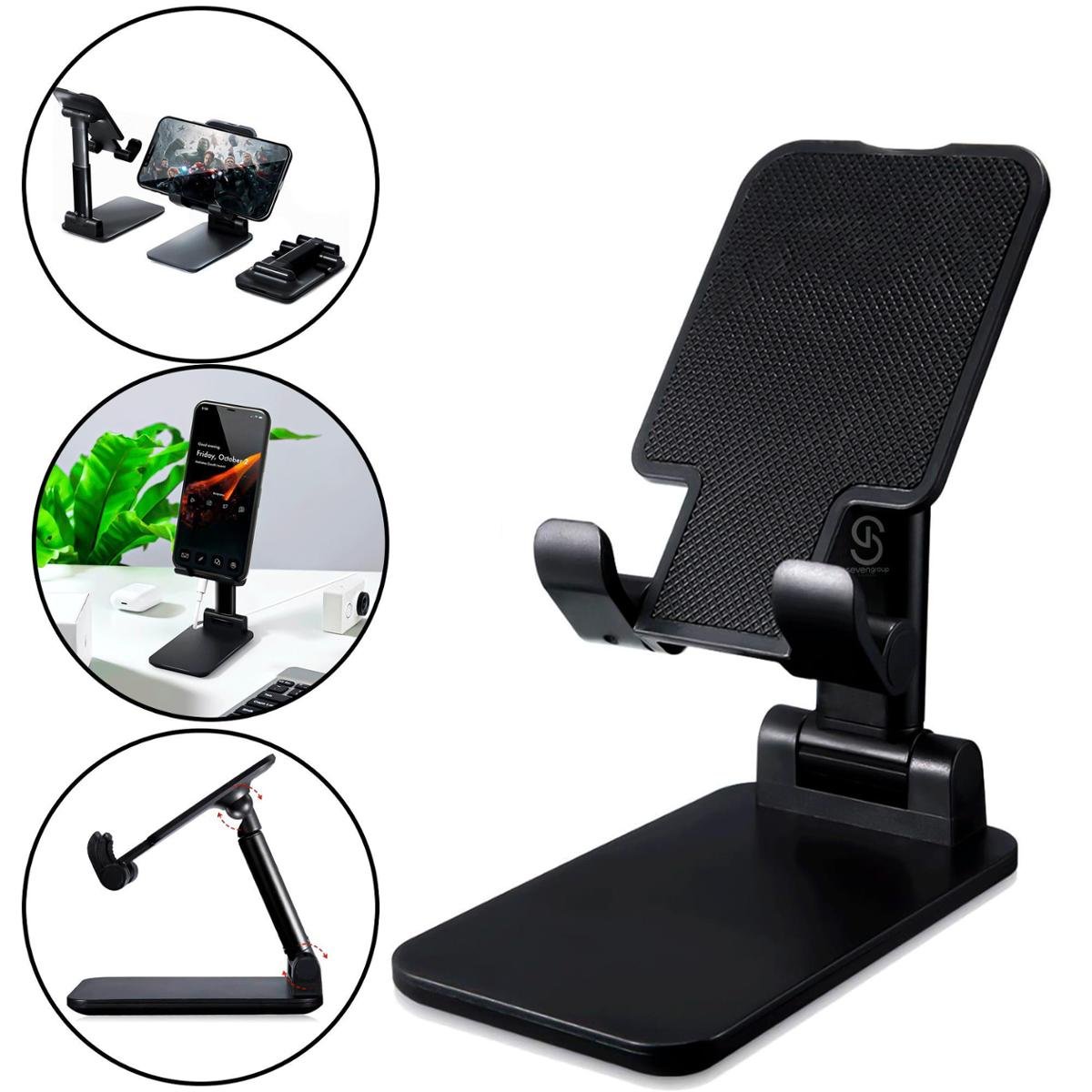 Suporte Metal De Mesa Para Celular Ajustável C-067 - Preto | Netshoes