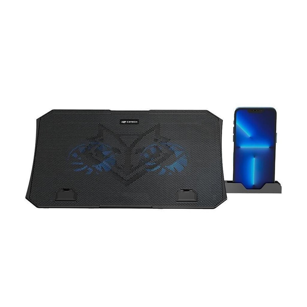 Suporte Para Notebook 15.6" C3Tech, 2 Coolers, LED Azul - NBC-40BK